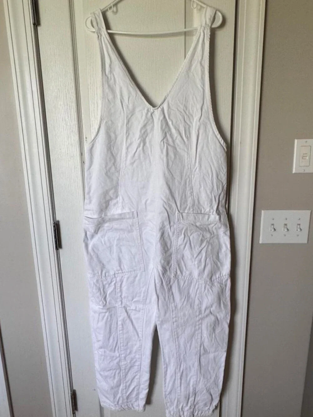 Free People White Dungaree Overalls